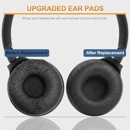 Image of Street27 Earpad Cushion Compatible with JBL C300SI, T250SI, T450, T460BT, T600, T500BT, 520BT Headphones, Frog Leather & Soft Memory Foam 70mm Ear Pads Cushions (Black)