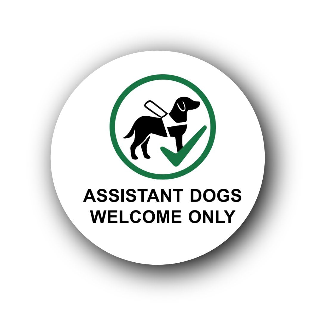 Assistant Dogs Welcome Only sign Sign – 9.5x9.5cm Brushed Aluminium