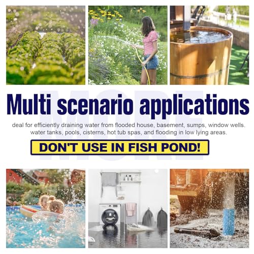Image of MEDAS 1 HP Submersible Water Pump 3-in-1 Sump Pump Thermoplastic Portable Utility Pump 4623 GPH High Flow Water Removal for Swimming Pool Garden Pond Basement with 16.4ft Long Power Cord