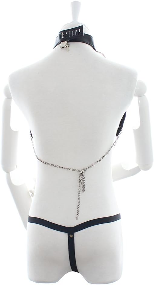 BDSM Adult Sex Multi Chain Clothing, Female Sex Goods Chain Leather Suit Bondage Suit Binding Pants