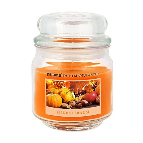 pajoma® Duftkerze im Bonbonglas 248 g, Herbsttraum | Sweet Edition - Premium Kerze zum verschließen, Brennzeit ca. 55 Stunden