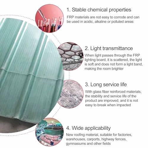 Pack de 5 Placas Transparentes de Policarbonato Ondulado de 3 ft de Ancho,Paneles Enchufables para Invernadero, Cobertizo, Pérgola y Cubierta de Coche