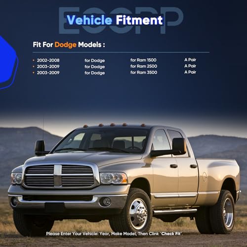 ECCPP Flip-Up Tow Mirrors for 2002–2009 Dodge Ram Trucks - Image 3