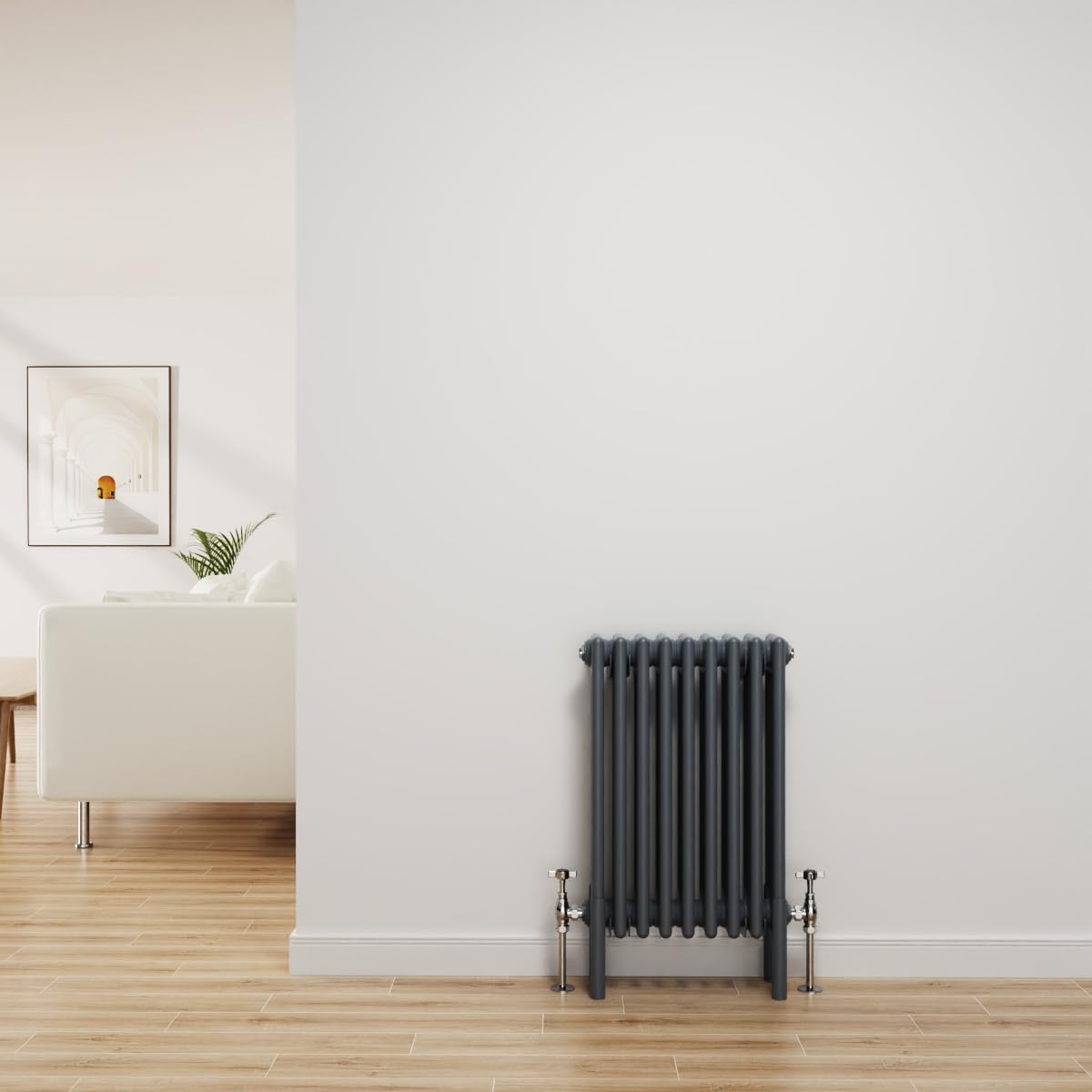 Nrg Anthracite Traditional Radiator Cast Iron 4 Column Horizontal Central Heating Bathroom Radiators 600X425mm