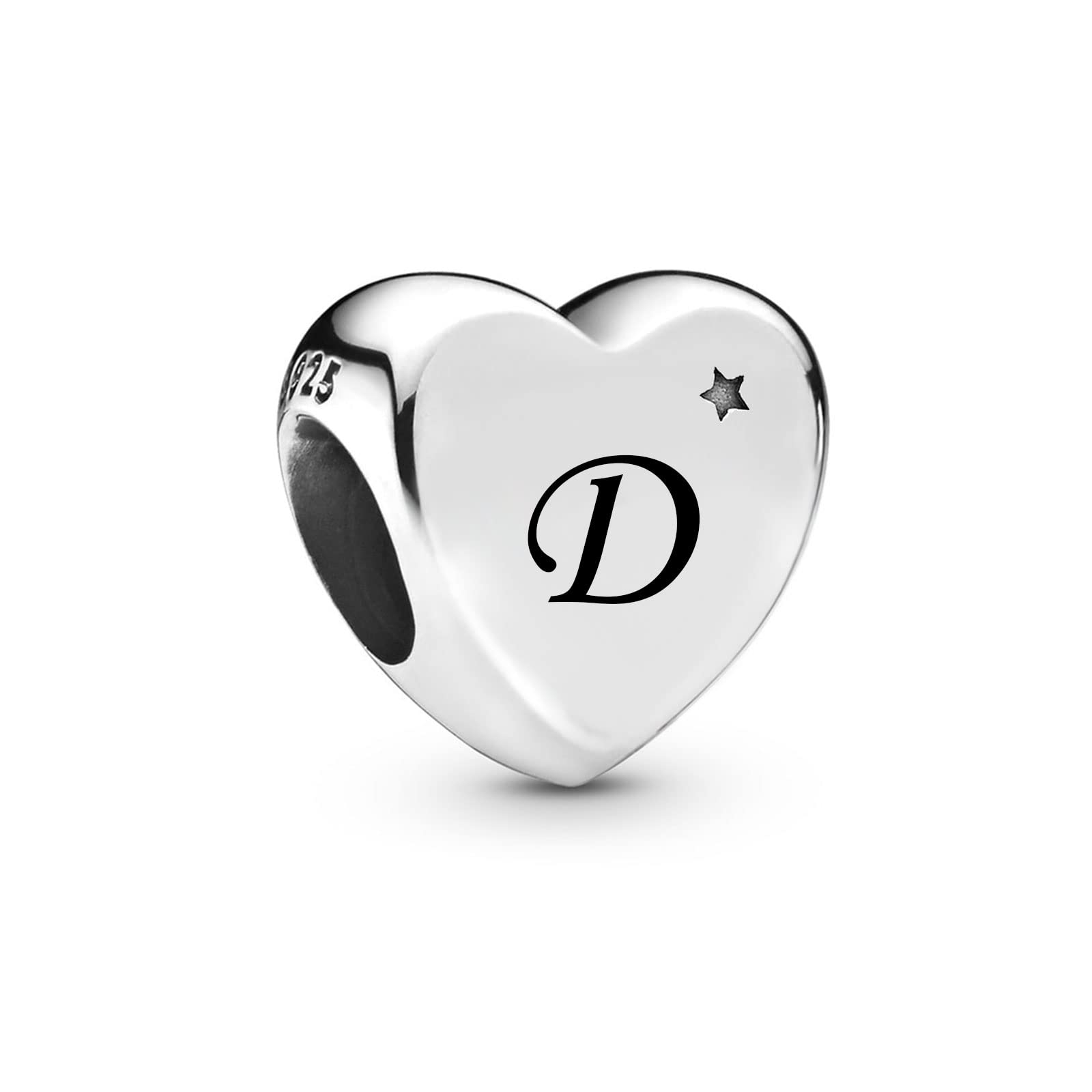 FGTA-Z Initial Letter Heart Charms for Bracelets Necklaces Pendants Sterling Silver Alphabet Name Bead Gift for Mum Women Girls Girlfriend Family Mothers Day Valentine Birthday Graduation
