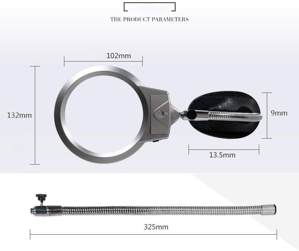 Lupy Pomoce wzrokowe Podświetlane szkło powiększające LED Lampa biurkowa Regulowana ręczna 2,25x 5x Hd Okulary optyczne Soczewka Czytanie Mapy Rzemiosło Biżuteria Identyfikacja Telefon komórkowy