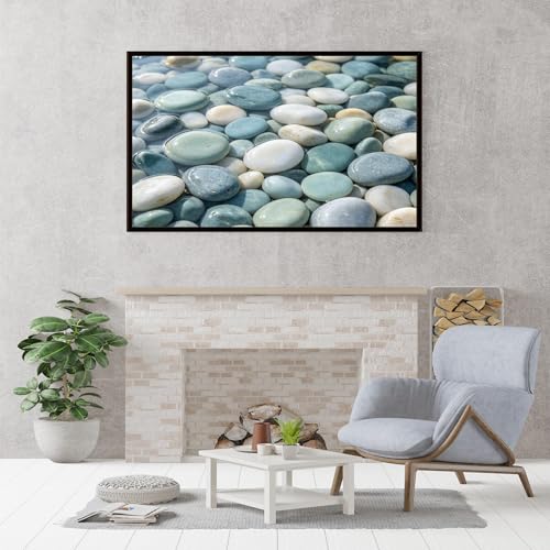Tableaux à l'huile faits main effet pavés texture luxe salon