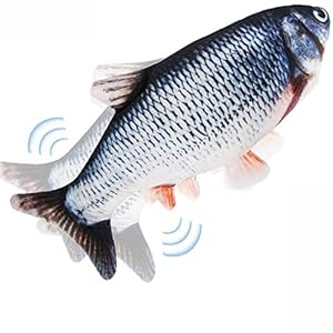 Electric Floppy Fish Cat Toy, Moving Cat Kicker Fish Toy, 11″ Realistic Flopping Fish Dog Toy, Plush Interactive Cat Toy for Indoor Cats, Wiggle Fish Catnip Toys