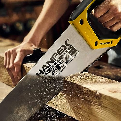 Hanpex 350mm (14inch) Pro Hand Saw, 11 TPI Fine-Cut Handsaw - Sharp Manual Saw Idea for Cutting Wood, Sawing, Gardening, Trimming, Plastic Pipe, Drywall 3 Hanpex 350mm (14inch) Pro Hand Saw, 11 TPI Fine-Cut Handsaw - Sharp Manual Saw Idea for Cutting Wood, Sawing, Gardening, Trimming, Plastic Pipe, Drywall - Image 3