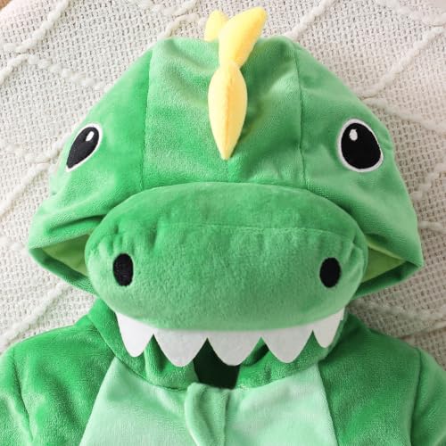 Baby Halloween Dinosaur Costume Newborn Cute Fleece Hooded Romper - image 7