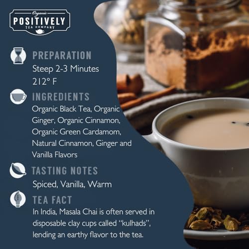 Image of Organic Positively Tea Company, Masala Chai Black Tea, Loose Leaf, 16 Ounce
