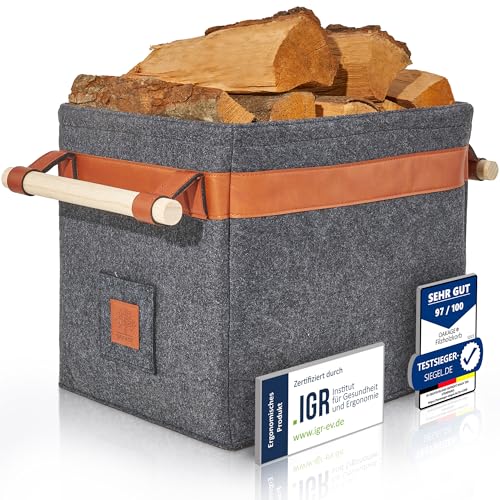 OAKAGE® Holzkorb für Kaminholz Groß [Integrierter Metallrahmen für...