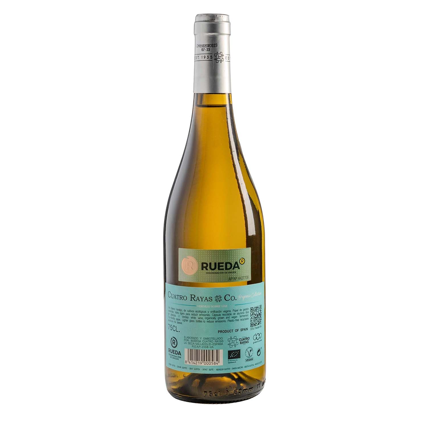 Cuatro Rayas Organic Collection Verdejo DO Rueda (6 Botellas x 750ml) | Vino blanco ecológico