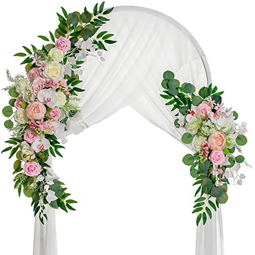 Lisuun Wedding Arch Flowers, Artificial Flowers for Decoration, Large Flower Swag for Boho Styles Wedding Ceremony Floral Decor - Pack of 2