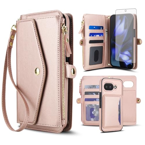 Fermeture éclair et lanière sur étui Google Pixel 9A en cuir synthétique pour homme et femme