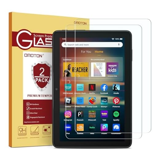 OMOTON Screen Protector for New Amazon Kindle Fire HD 8/8 Plus/Kids/Kids Pro Tablet(2024/2022/2020, 12th/10th Generation, 8 inch), Tempered Glass/9H Hardness/Case Friendly, 2 Pack