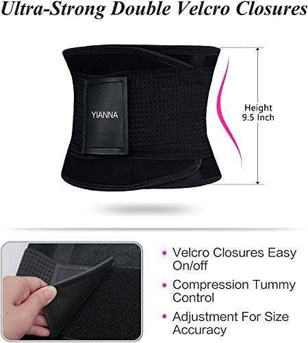 YIANNA Faja Reductora Mujer Abdominal Lumbar Waist Trainer Fajas Reductoras Abdomen Adjustable Negro para Deporte Fitness Postparto, 8002 Size S - imagen 3