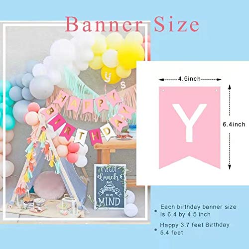 image for FANCY NOVA Pink Happy Birthday Banner with Shiny Gold Letters Birthday