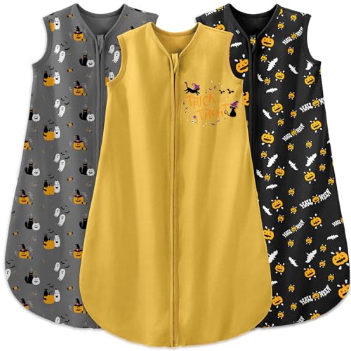 Image of Yoofoss Halloween Baby Sleep Sack 0-6 Months Baby Wearable Blanket 100% Cotton 2-Way Zipper TOG 0.5 Toddler Sleeping Sack, Sleep Sacks for Babies Pumpkin