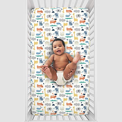 Image of Carter's Colorful Modern Safari Animals Super Soft Fitted Crib Sheet