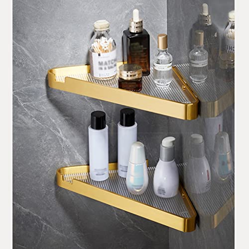 Porte-serviettes de douche avec crochet étagère d'angle or - 4