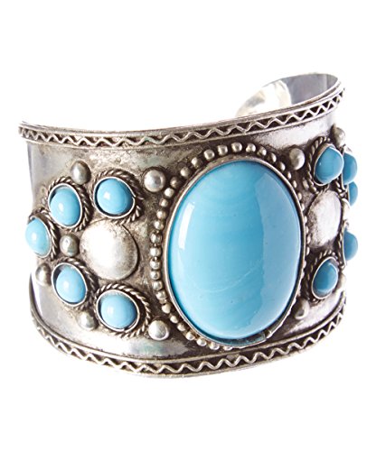 Taneesi Turquoise Cuff Bracelet,Silver Tribal Cuff,Ethnic Jewelry,Mens Bracelet,Womens Cuff,Blue Bracelet