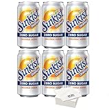 Sunkist Zero Sugar Orange Soda, 12oz Cans, (Pack of 6) with Bay Area Marketplace Napkins