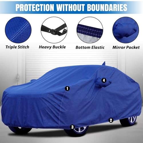 Image of for Nissan Magnite 100% Waterproof Car Cover for All Weather Protection with Mirror Pockets, Soft Cotton Lining, Triple Stitched with Adjustable Belt Bottom Elastic to Secure Fit
