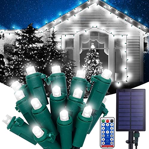 Bsglobal Mini Christmas Lights Solar Powered, 300 Led Wide Angle String Lights 100Ft Green Wire With Remote Timer, Commercial Grade 5Mm String Lights For Garden Garland Patio Porch (Cool White) #TOP30