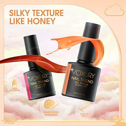 VOXURY UV Nagellack Set 18+3 Stück Farbgel für Gelnägel Nude Orange Braun Grau Gel Nagellack Set Schwarz Rot Rosa UV… – Bild 5