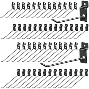 100 Pack Slatwall Hooks 6 and 8 Inch Panel Display Hooks Black Slatwall Accessories Heavy Duty Slat Wall Hanging Hooks Metal Slatwall Hooks and Hangers for Garage Shop Retail Display