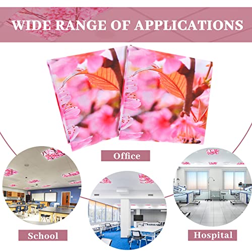 Image of Hortsun 4 Pack 4 x 2 Feet Fluorescent Light Covers, Magnetic Light Filters for Classroom Ceiling, Decorative Lights Shade for Office Home Hospital(Cherry Blossoms)