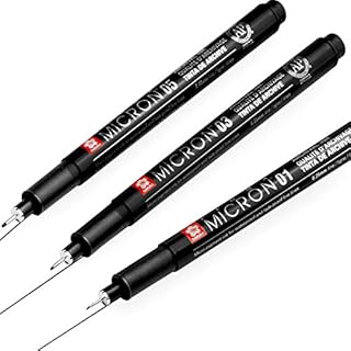 Sakura Pigma Micron Fineliners Pens - Black and Gold Edition - 01/03/05 - Black Ink - Wallet of 3