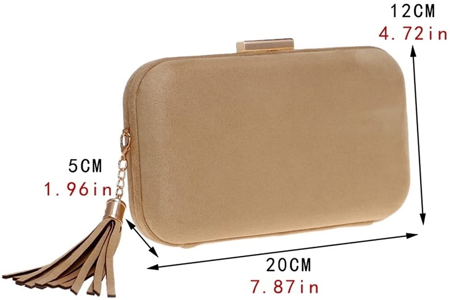 RajoNN Borse da Sera da Donna,Pochette da Donna in Velluto Tinta Unita Borsa da Festa Formale Hardbox (Khaki) (Khaki)
