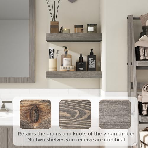 Image of Marsmiles Floating Shelves for Wall - 55 Inch Rustic Grey Wood Floating Shelves Set of 1-55 Inch Wide x 7.7 Inch Deep x 1.6 Inch Thick Wooden Shelves for Room Wall