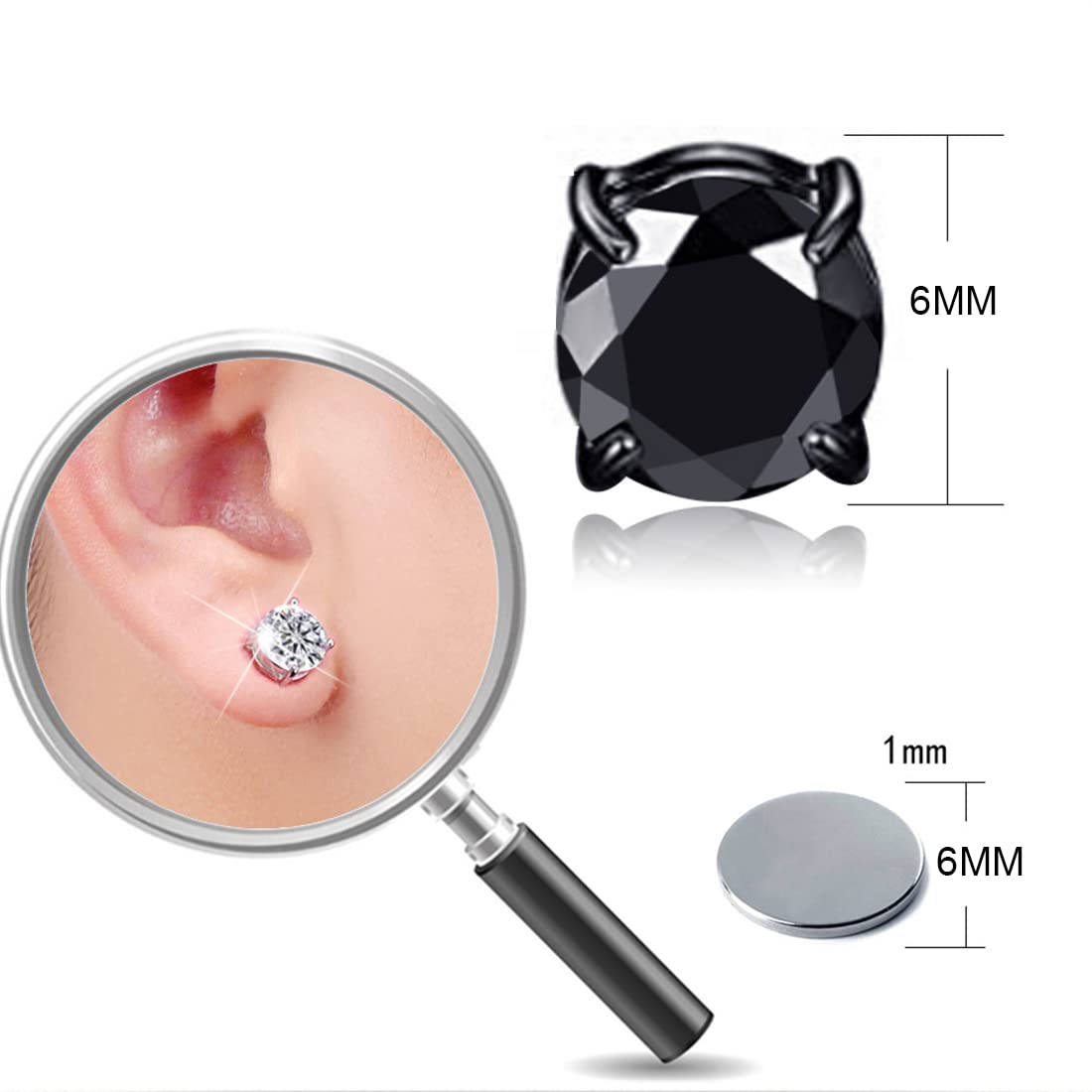 Orecchini Magnetici In Acciaio Inox Con Zirconi - Uomo/donna - Clip On Antiperforazione - 1-6 Paia