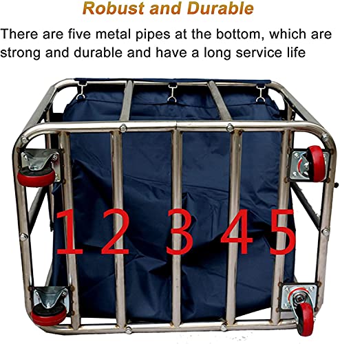 Commercial Heavy-Duty Laundry Hampers Cart,Large Stainless Steel Storage Trolley Cart With Wheels,Rolling Baskets Trucks With Removable Canvas Liners Bag For Lndustrial/Home (Brown-Z-8) #TOP5