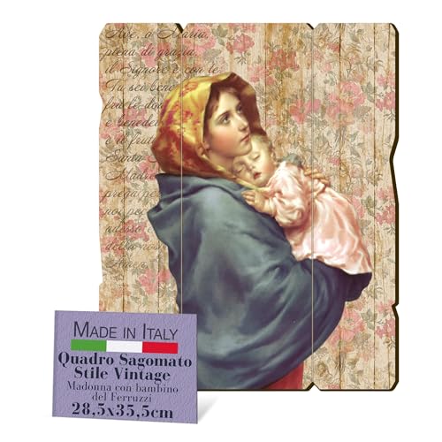 QUADRO LEGNO - Il quadro è in linea con la tradizione cattolica, rappresentando con coerenza l'umiltà e semplicità della devozione di chi lo dona o lo riceve. Offre un impatto positivo e raffinato per arricchire ogni spazio domestico o luogo sacro