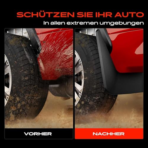 Frankberg 4X Universal Auto Schmutzfänger Spritzschutz Schneidbar Vorne Hinten Kompatibel mit Cabriolet MPV Pickup Limousine Kombi SUV Schrägheck Coupe LKW Schwarz 358 * 208 mm