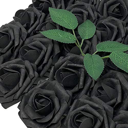 Wrapables® Artificial Rose Flower, Real Touch Flowers for DIY Wedding Bouquets and Centerpieces, Black