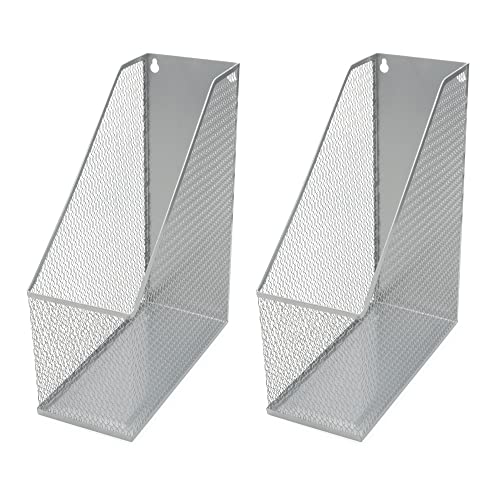YBM HOME Mesh Steel Deluxe Magazine Rack, Extra Wide, Magazine File Holder 2258-2 (2, Silver)