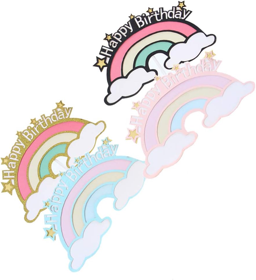 Amosfun 4pcs Cake Toppers Dual Black Cupcake Picks for Birthday Party Decorations Non-edible Decorative Supplies