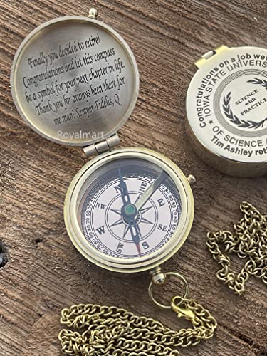 Brújula personalizada grabada de latón estilo antiguo para regalo de graduación, aniversario, bautizo, retiro y Navidad - Brújula funcional miniatura 6
