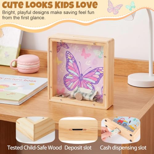Image of MHJY Wooden Piggy Bank for Kids Personalizable DIY Coin Bank for Girls Boys
