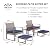 LOKATSE HOME Patio Conversation Bistro Set 5 Pieces Outdoor PE Wicker Rattan Sofa All Weather Furniture Cushioned Chairs and Ottomans with Tempered Glass Coffee Table for Backyard, Garden, Porch