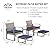 LOKATSE HOME Patio Conversation Bistro Set 5 Pieces Outdoor PE Wicker Rattan Sofa All Weather Furniture Cushioned Chairs and Ottomans with Tempered Glass Coffee Table for Backyard, Garden, Porch