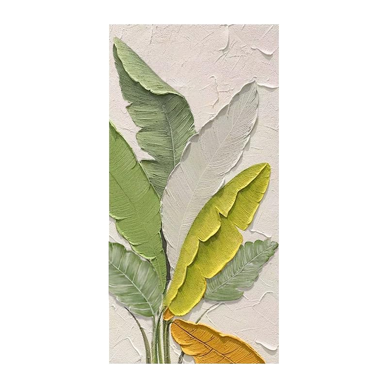 LCDIUDIU Hand Painted Oil Painting,Oil Paintings On Canvas Hand Painted Modern Abstract Green Texture Banana Leaf Plant Artwork Unframed Large Wall Art for Living Room Bedroom Office Home Decor 150X