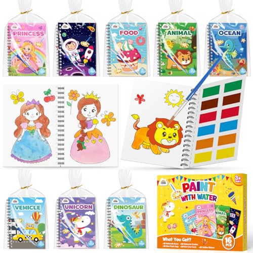 ZMLM Libri da Colorare gadget compleanno bambini, mini libri da colorare Carta per Pittura ad acqua per di 4-8anni Bambini Regalo Gadget Regalini fine Festa Compleanno (16 libri da colorare con acqua)
