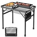 WildFinder Folding Table, 2x1.3 FT Camping Table with Mesh Desktop,Folding Grill Table with Mesh Bag,Portable Outdoor for Picnic,Camping,BBQ,Beach(Black)