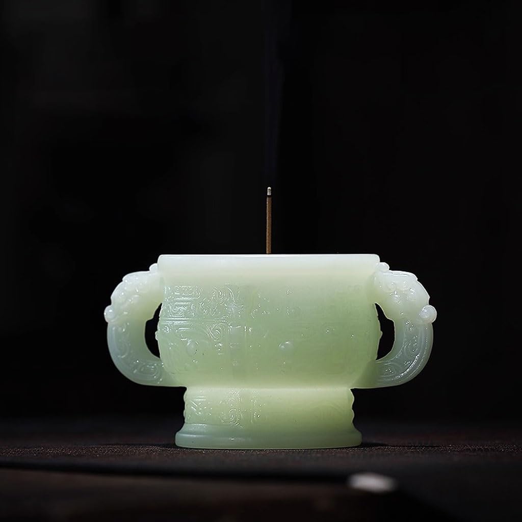 Quemador de incienso de cascada, quemador de incienso chino antiguo para interiores, soporte de incienso de jade con base de reflujo
